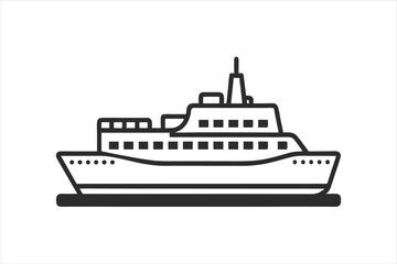 Obraz premium Ship Vector Illustration in Outline Style for Logistics and Delivery