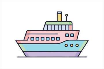 Obraz premium Simple Outline Ship Vector Graphic for Marine Applications