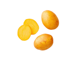 Purple potato half showing violet flesh isolated on transparent background ideal for heritage-crop educational charts