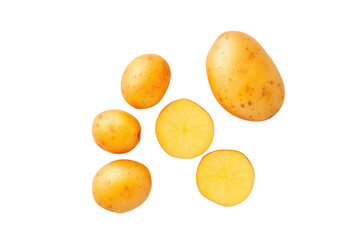Uniform potato cubes on transparent background ideal for stew-mix bags and family meal-prep charts
