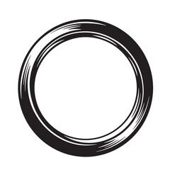 Elegant black brushstroke circle illustration in minimalist style ideal for decorative design silhouettes