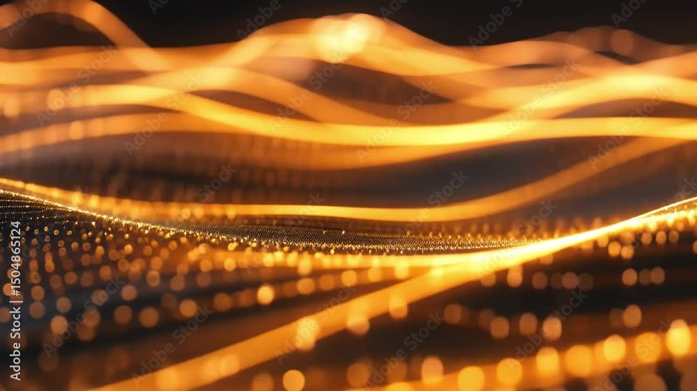 Aufkleber mesmerizing abstract design of flowing golden light waves dynamic pattern of energy and movement wit