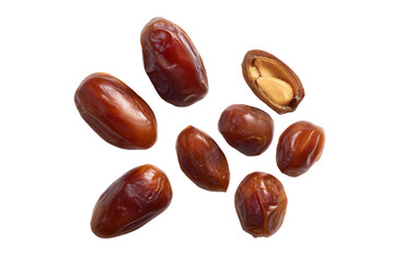 Bright date cluster with stems, isolated on transparent background, ideal for Ramadan-gift boxes and energy-drink posters