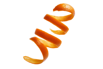 Close-up orange spiral pulp isolated on transparent background great for immune-boost blog imagery