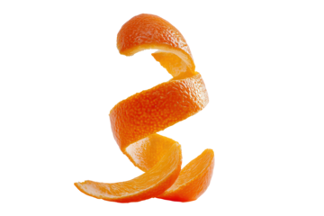 Alternate orange spiral pose on transparent background perfect for cocktail-garnish tutorial graphics