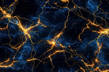 Dramatic lightning strike over cityscape at night, illuminating the dark sky and urban landscape with electric energy