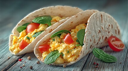 Delicious Scrambled Egg Breakfast Burritos with Spinach and Tomatoes