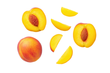 Nectarine half showing pit isolated on transparent background perfect for pie-filling infographic assets