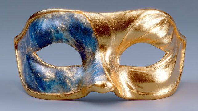 Elegant Gold and Blue Venetian Mask  Carnival Costume Accessory  3D Render