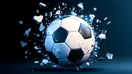 Fototapeta premium Soccer ball explodes in shards