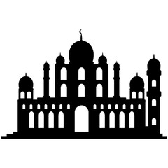 Flat Mosque Silhouette. Vector illustration of a Muslim Mosque Silhouette. Ramadan ramadhan kareem. eid mubarak