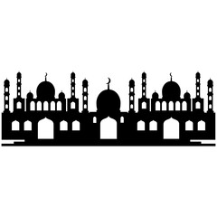 Flat Mosque Silhouette. Vector illustration of a Muslim Mosque Silhouette. Ramadan ramadhan kareem. eid mubarak