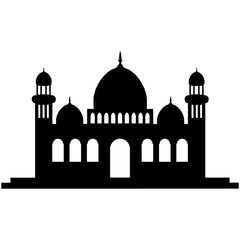 Flat Mosque Silhouette. Vector illustration of a Muslim Mosque Silhouette. Ramadan ramadhan kareem. eid mubarak