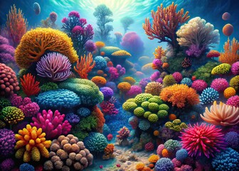 Captivating Abstract Coral Reef Patterns A Vibrant Digital Exploration of the Underwater Worlds Artistic Beauty