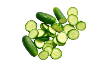 Neat cucumber coins on transparent background ideal for salad-topping charts and detox-water labels
