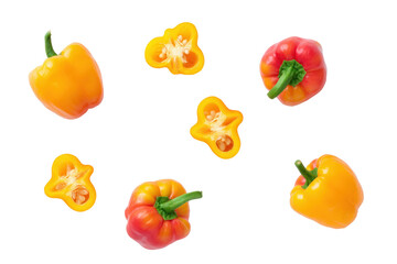 Minimal yellow-pepper motif on transparent background offers bright accent for vegan-wrap social posts