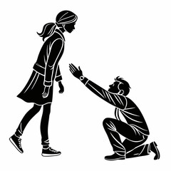 Fototapeta premium Elegant Black Silhouettes of Human Hands – Vector Illustration