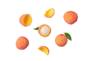 Arranged green-lychee slices on transparent background ideal for artisan cocktail garnish charts