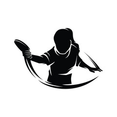Women Table Tennis Silhouette Logo Design Vector