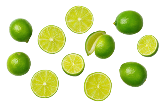 Key lime half revealing juicy segments isolated on transparent background perfect for pie-filling infographics