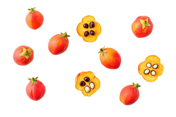 Guaraná shell halves revealing seeds isolated ideal for natural-supplement graphics