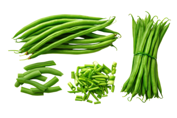 Whole haricot verts slender bundle isolated on transparent background perfect for gourmet-menu visuals