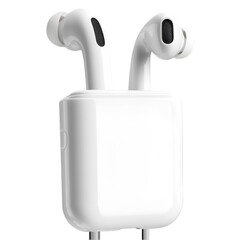 Wireless Air buds bluetooth earphone on white background