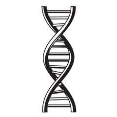 Simple illustration of a dna double helix structure depicting biology genetics science and medical concepts silhouette