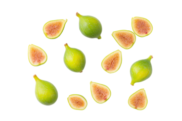 Minimal fig grid pattern cleanly illuminated, isolated on transparent background, excellent for social-media food posts and branding elements