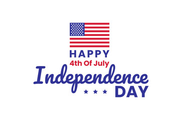 4th of july independence day lettering with stars and American Flag 