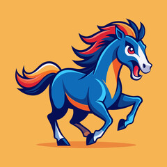Happy Running Horse Vector – Flat Vibrant Design in Dynamic Motion for Web and Branding
