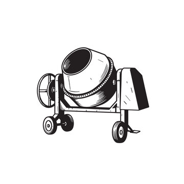 black and white cement mixer clip art preview