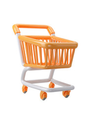 Orange and White Shopping Cart Isolated on PNG Background 3D Render