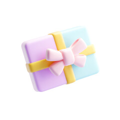 Pastel Gift Box with Ribbon on a PNG Background for Special Occasions