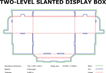 Two level slanted display box diecut template design