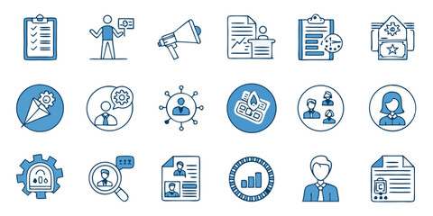 Recruitment & HR Icon Set –Flat-Style Vector Icons for Hiring, Job Search, and Human Resources