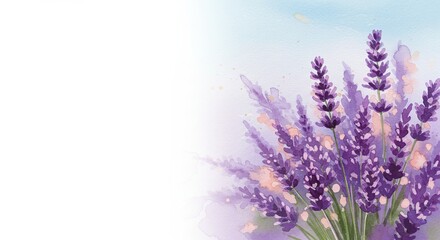 Naklejka premium ラベンダーの水彩画イラスト