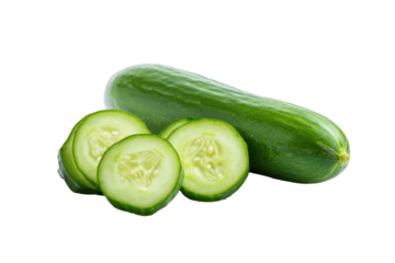 Minimalist cucumber circle pattern isolated on transparent background, excellent for spa-product labels and crisp-salad ads