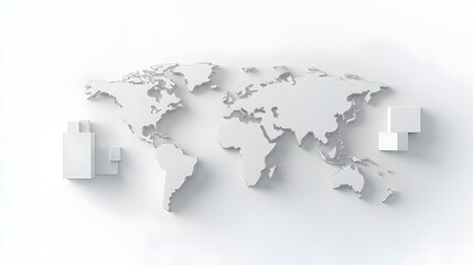 Minimalist world map with geometric blocks