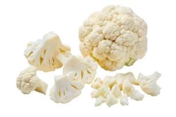 Minimalist cauliflower pattern top view, clean highlights, isolated on transparent background, excellent for plant-based cookbook graphics