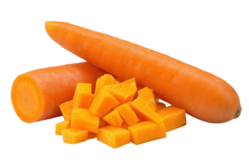 Neat carrot grid flat-lay illuminated evenly, isolated on transparent background, great for diet-tracker apps and vegetable infographic charts