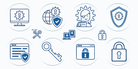 Security & Cyber Protection Icon Set – Flat Vector Icons for Cybersecurity, Data Safety & Privacy