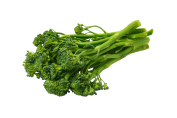 Symmetrical broccolini pattern isolated on transparent background, excellent for clean-eating recipe cards and salad branding