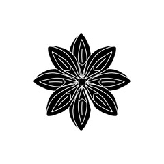 Star Anise icon in black fill silhouette vector style. Eid Kitchen Spices editable graphic element for education and business. Bunga Lawang.