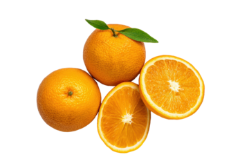 Detailed bitter orange slices isolated on transparent background, great for vitamin-rich cookbook layouts and diet program visuals