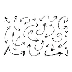 Fototapeta premium Hand drawn arrows point in many directions a visual guide to choices and possibilities with clean