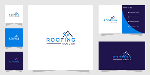 House roofing logo and business card template	