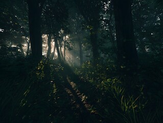 sun rays in the forest