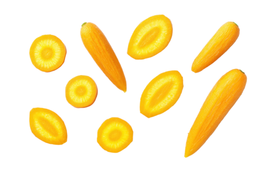 Symmetrical baby carrot pattern isolated on transparent background, excellent for meal-prep calendars and printable diet planners
