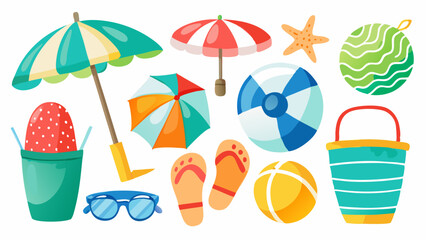 summer beach nature  icons set collection